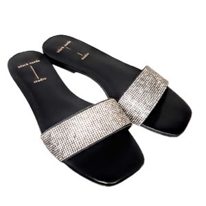 Black Suede Studio Alexandra flats slide Sandal sparkle glitter Black Nordstrom